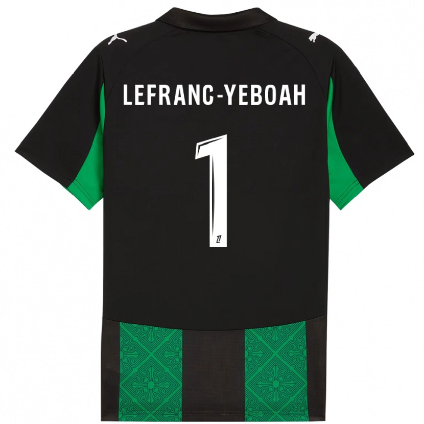 Danxen Uomo Maglia Daïvy Lefranc-Yeboah #1 Nero Verde Kit Gara Away 2025/26 Maglietta