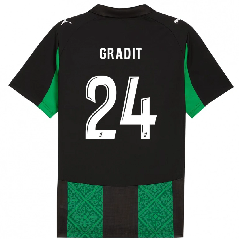 Danxen Uomo Maglia Jonathan Gradit #24 Nero Verde Kit Gara Away 2025/26 Maglietta