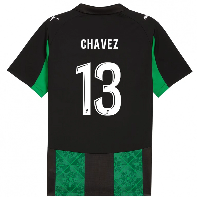 Danxen Uomo Maglia Jhoanner Chávez #13 Nero Verde Kit Gara Away 2025/26 Maglietta