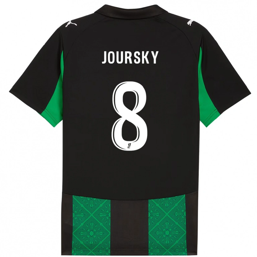 Danxen Uomo Maglia Leopold Joursky #8 Nero Verde Kit Gara Away 2025/26 Maglietta