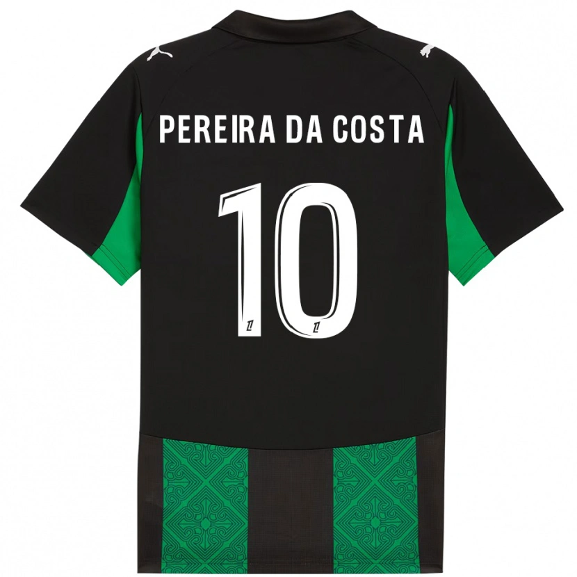 Danxen Uomo Maglia David Pereira Da Costa #10 Nero Verde Kit Gara Away 2025/26 Maglietta