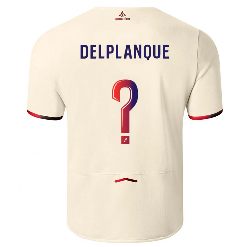 Danxen Uomo Maglia Gaël Delplanque #0 Bianco Sporco Rosso Kit Gara Away 2025/26 Maglietta