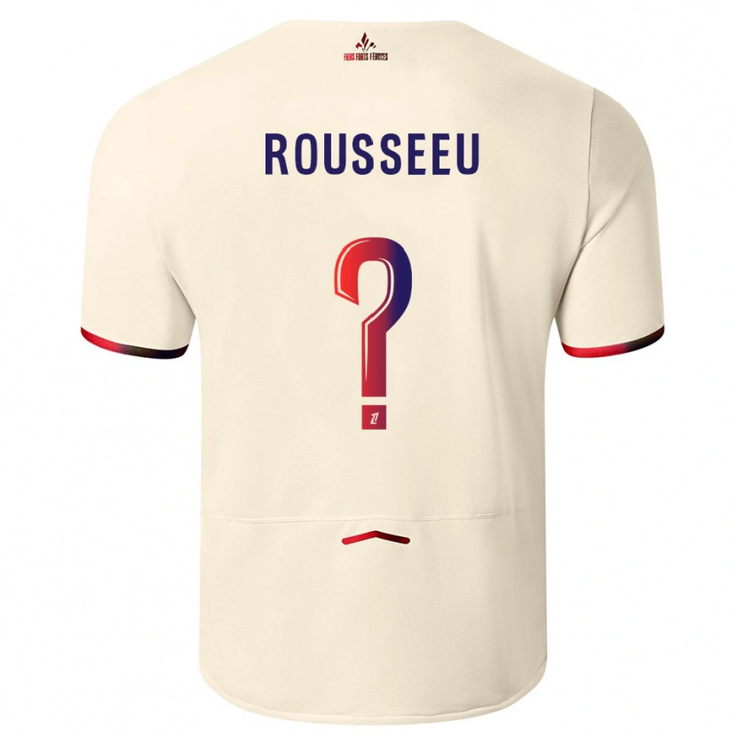 Danxen Uomo Maglia Justine Rousseeu #0 Bianco Sporco Rosso Kit Gara Away 2025/26 Maglietta
