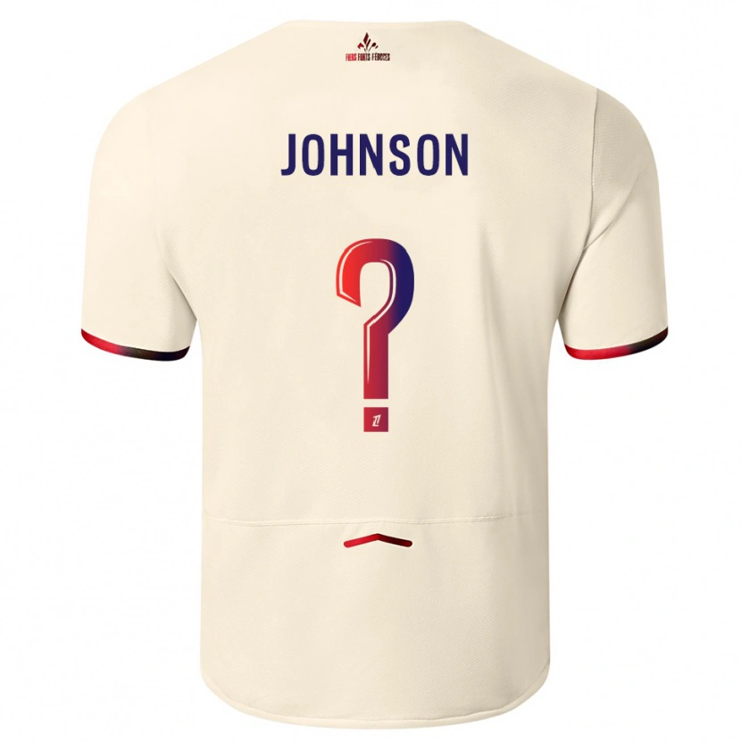 Danxen Uomo Maglia Kédie Johnson #0 Bianco Sporco Rosso Kit Gara Away 2025/26 Maglietta
