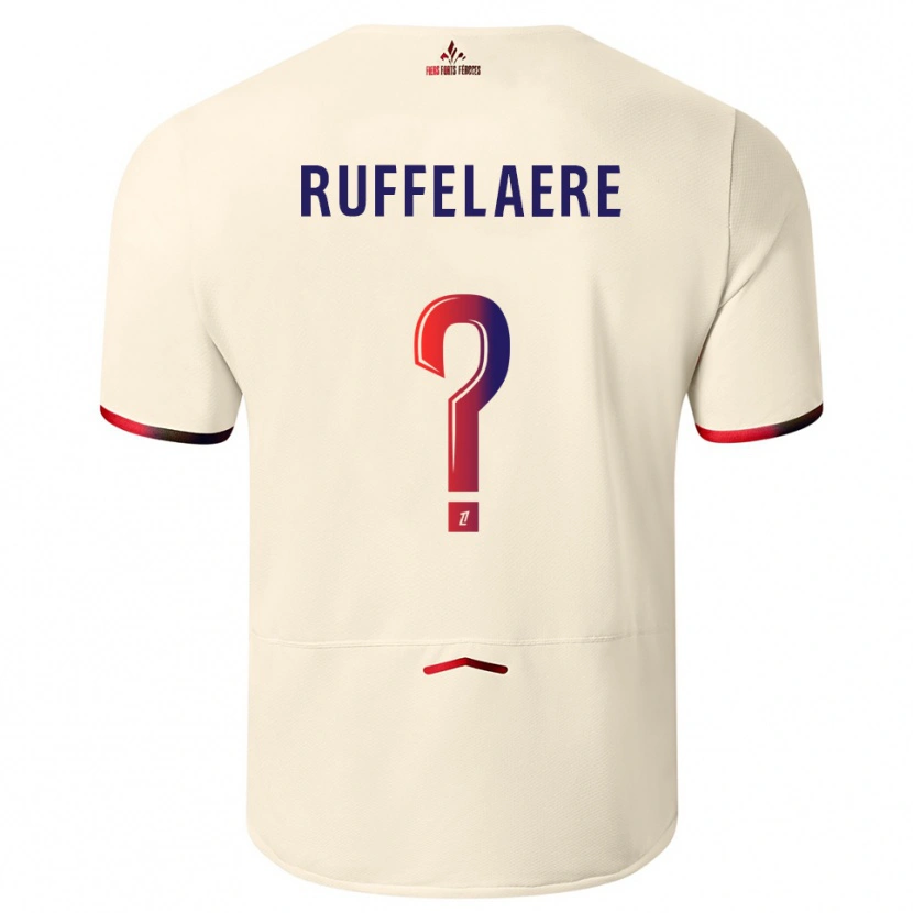 Danxen Uomo Maglia Perrine Ruffelaere #0 Bianco Sporco Rosso Kit Gara Away 2025/26 Maglietta
