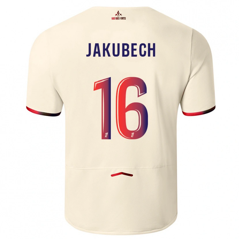 Danxen Uomo Maglia Adam Jakubech #16 Bianco Sporco Rosso Kit Gara Away 2025/26 Maglietta