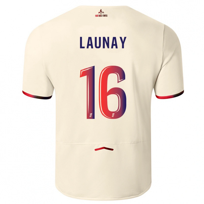 Danxen Uomo Maglia Elisa Launay #16 Bianco Sporco Rosso Kit Gara Away 2025/26 Maglietta
