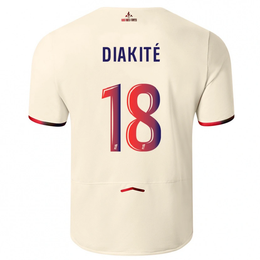 Danxen Uomo Maglia Bafodé Diakité #18 Bianco Sporco Rosso Kit Gara Away 2025/26 Maglietta