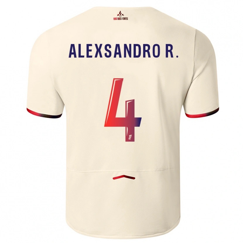 Danxen Uomo Maglia Alexsandro #4 Bianco Sporco Rosso Kit Gara Away 2025/26 Maglietta