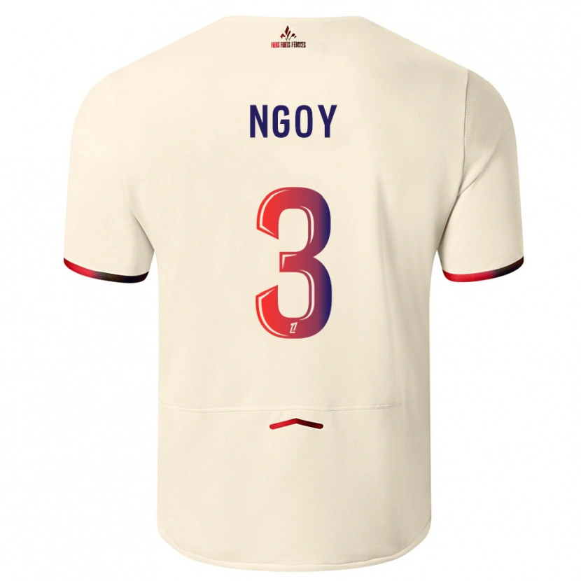 Danxen Uomo Maglia Nathan Ngoy #3 Bianco Sporco Rosso Kit Gara Away 2025/26 Maglietta