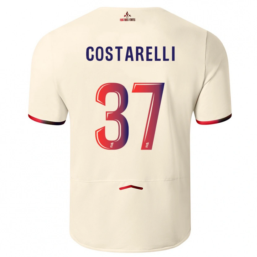 Danxen Uomo Maglia Morgan Costarelli #37 Bianco Sporco Rosso Kit Gara Away 2025/26 Maglietta