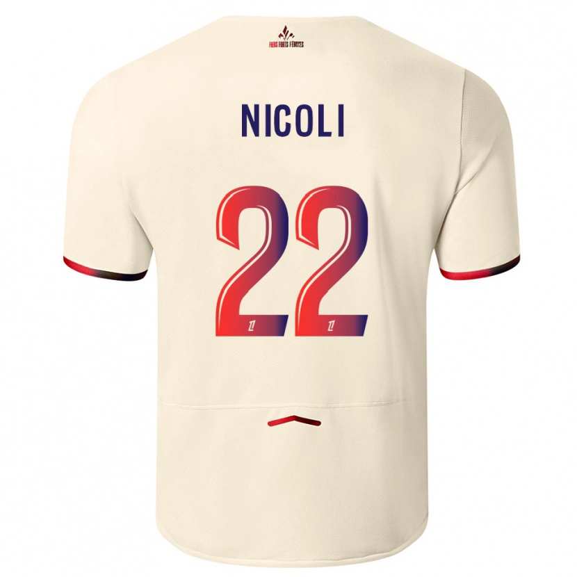 Danxen Uomo Maglia Morgane Nicoli #22 Bianco Sporco Rosso Kit Gara Away 2025/26 Maglietta