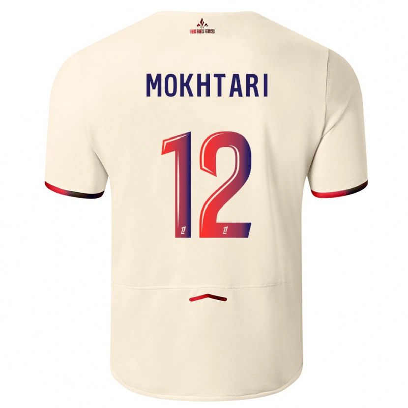 Danxen Uomo Maglia Brahim Mokhtari #12 Bianco Sporco Rosso Kit Gara Away 2025/26 Maglietta