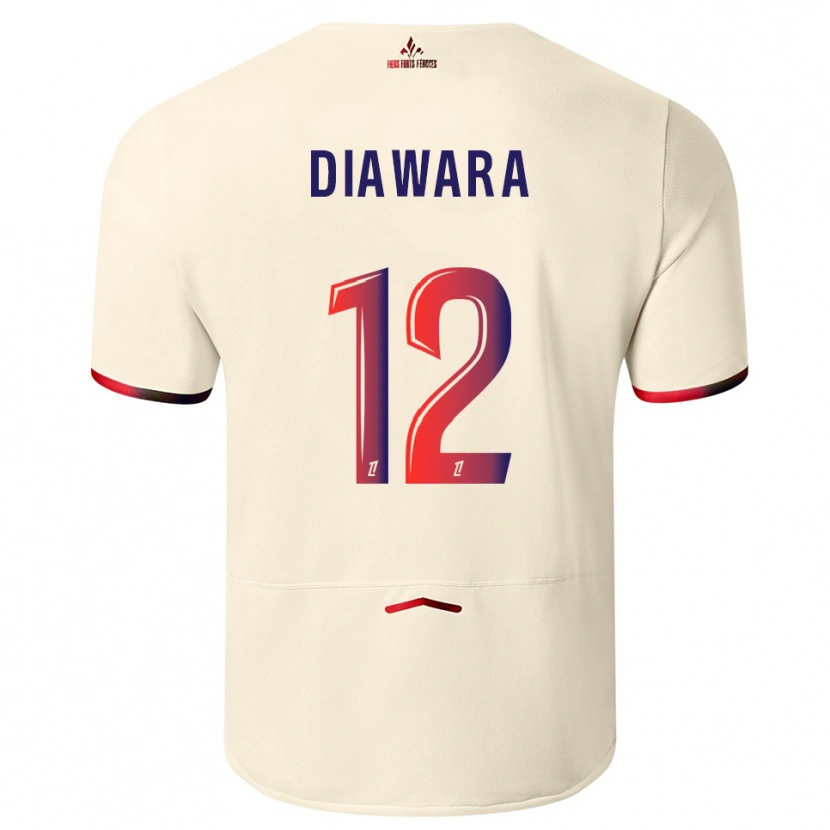 Danxen Uomo Maglia Bakari Diawara #12 Bianco Sporco Rosso Kit Gara Away 2025/26 Maglietta