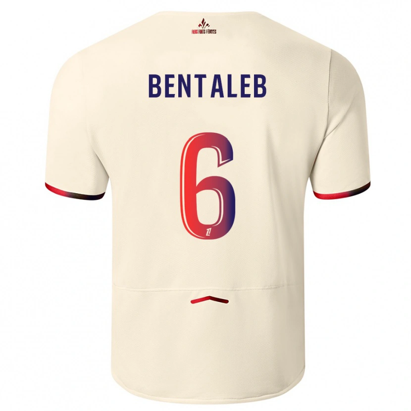 Danxen Uomo Maglia Nabil Bentaleb #6 Bianco Sporco Rosso Kit Gara Away 2025/26 Maglietta
