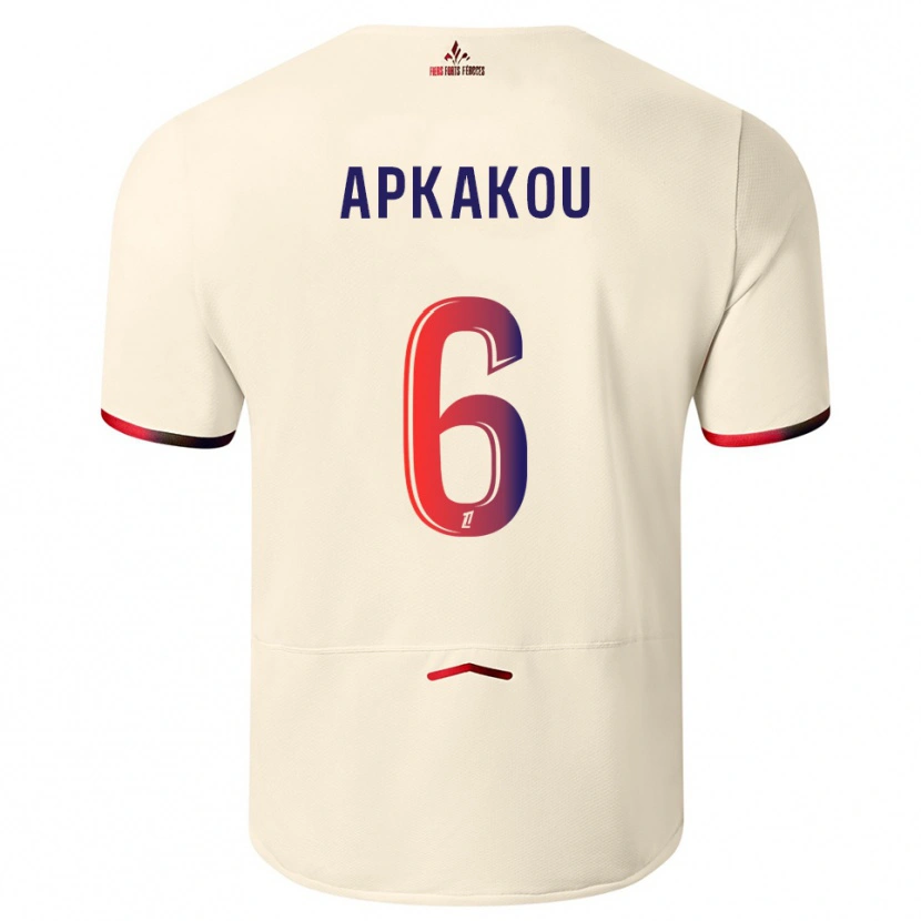 Danxen Uomo Maglia Ethan Apkakou #6 Bianco Sporco Rosso Kit Gara Away 2025/26 Maglietta