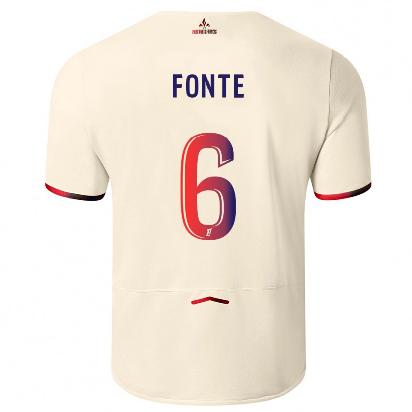 Danxen Uomo Maglia Jose Fonte #6 Bianco Sporco Rosso Kit Gara Away 2025/26 Maglietta