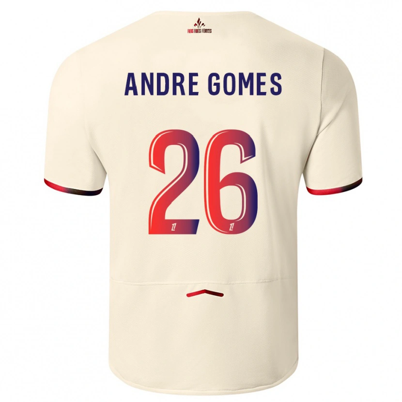 Danxen Uomo Maglia André Gomes #26 Bianco Sporco Rosso Kit Gara Away 2025/26 Maglietta