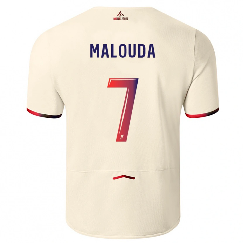 Danxen Uomo Maglia Aaron Malouda #7 Bianco Sporco Rosso Kit Gara Away 2025/26 Maglietta