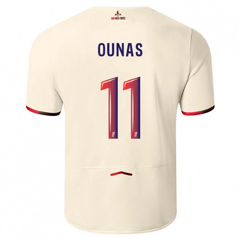 Danxen Uomo Maglia Adam Ounas #11 Bianco Sporco Rosso Kit Gara Away 2025/26 Maglietta