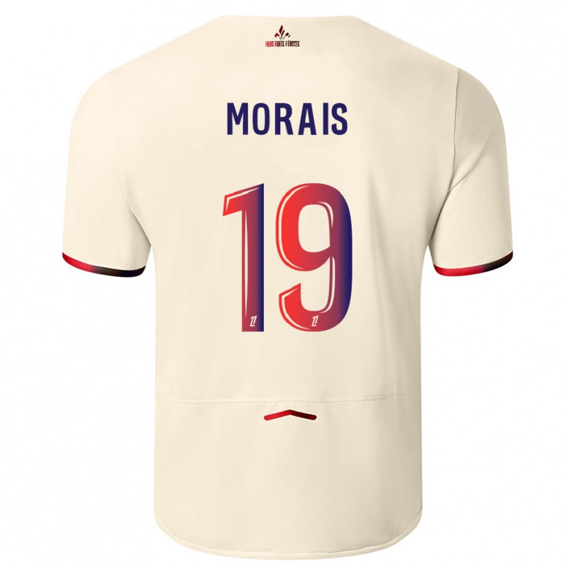 Danxen Uomo Maglia Tiago Morais #19 Bianco Sporco Rosso Kit Gara Away 2025/26 Maglietta