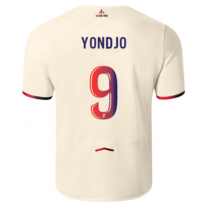 Danxen Uomo Maglia Angel Yondjo #9 Bianco Sporco Rosso Kit Gara Away 2025/26 Maglietta