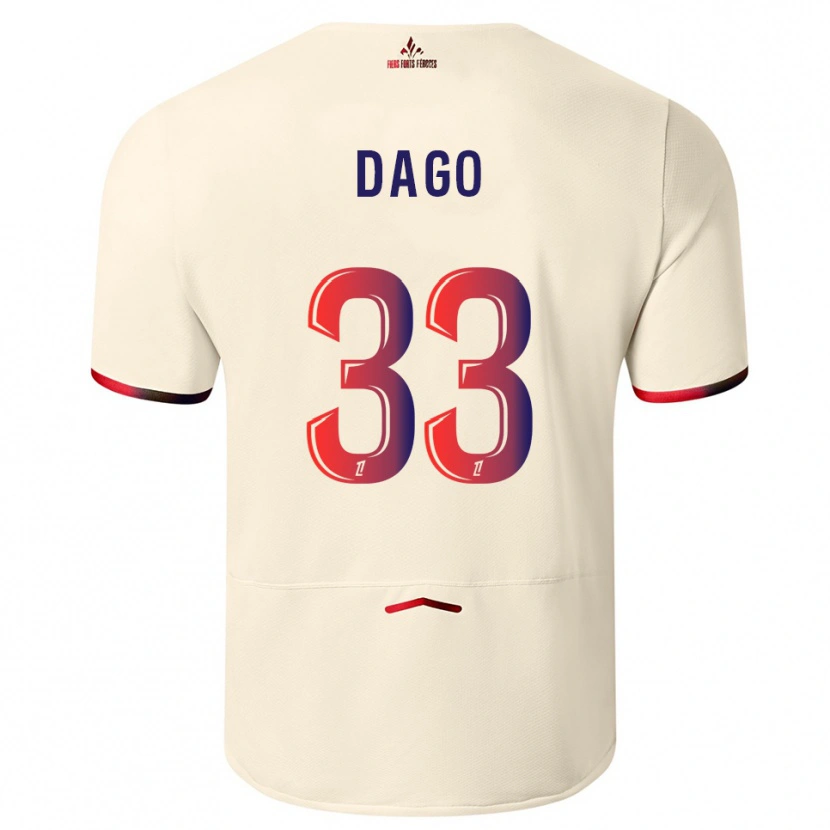 Danxen Uomo Maglia Trévis Dago #33 Bianco Sporco Rosso Kit Gara Away 2025/26 Maglietta