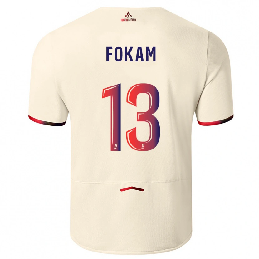Danxen Uomo Maglia Ulrich Fokam #13 Bianco Sporco Rosso Kit Gara Away 2025/26 Maglietta