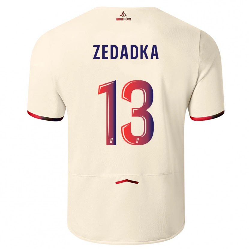 Danxen Uomo Maglia Akim Zedadka #13 Bianco Sporco Rosso Kit Gara Away 2025/26 Maglietta