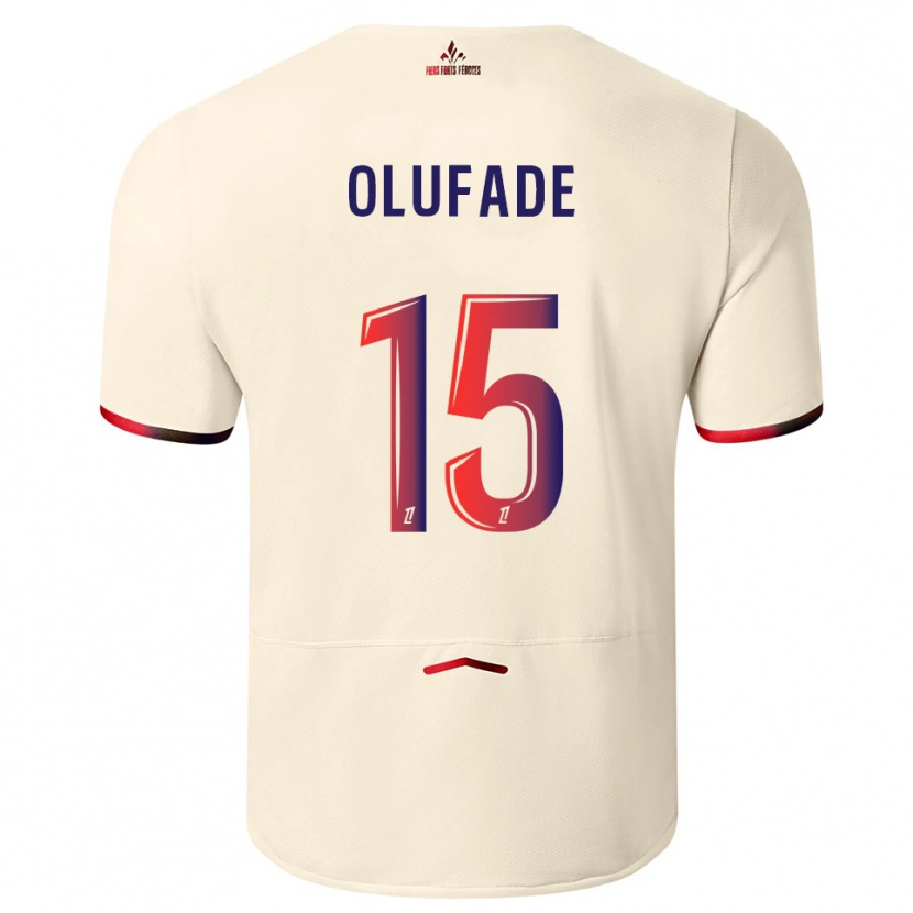 Danxen Uomo Maglia Kingsley Olufade #15 Bianco Sporco Rosso Kit Gara Away 2025/26 Maglietta