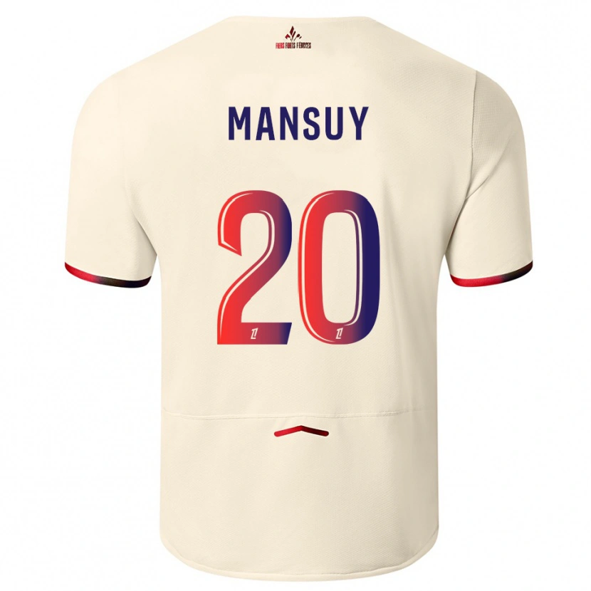 Danxen Uomo Maglia Heloise Mansuy #20 Bianco Sporco Rosso Kit Gara Away 2025/26 Maglietta