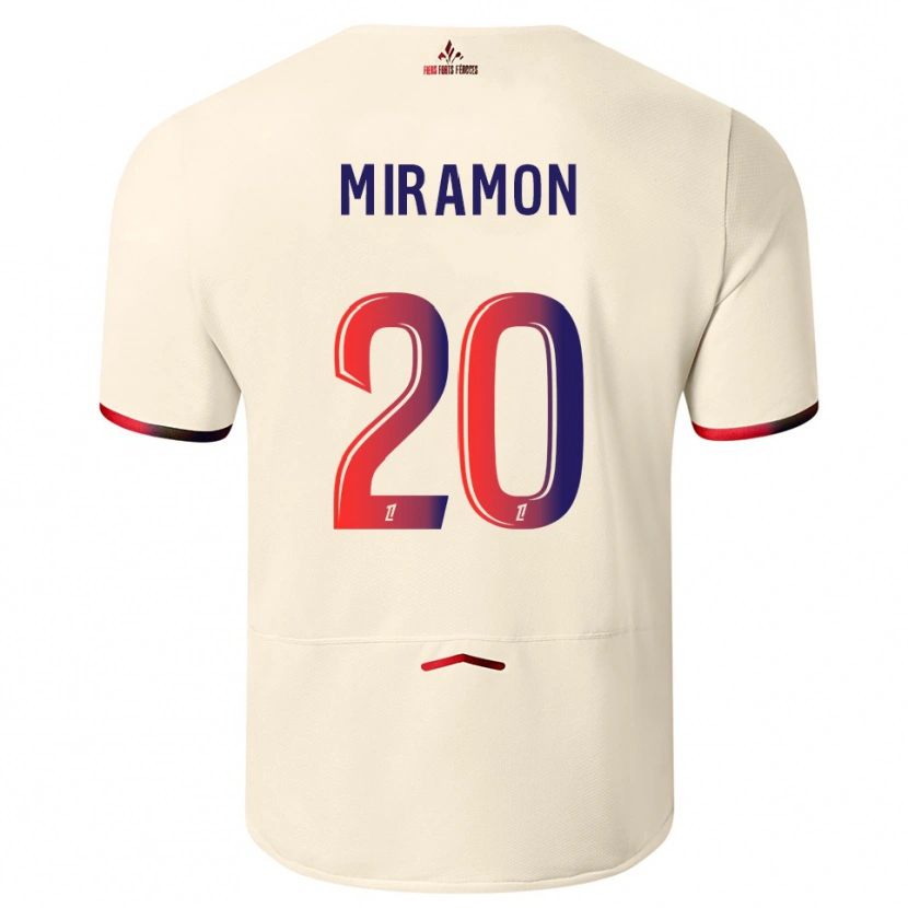 Danxen Uomo Maglia Ignacio Miramón #20 Bianco Sporco Rosso Kit Gara Away 2025/26 Maglietta