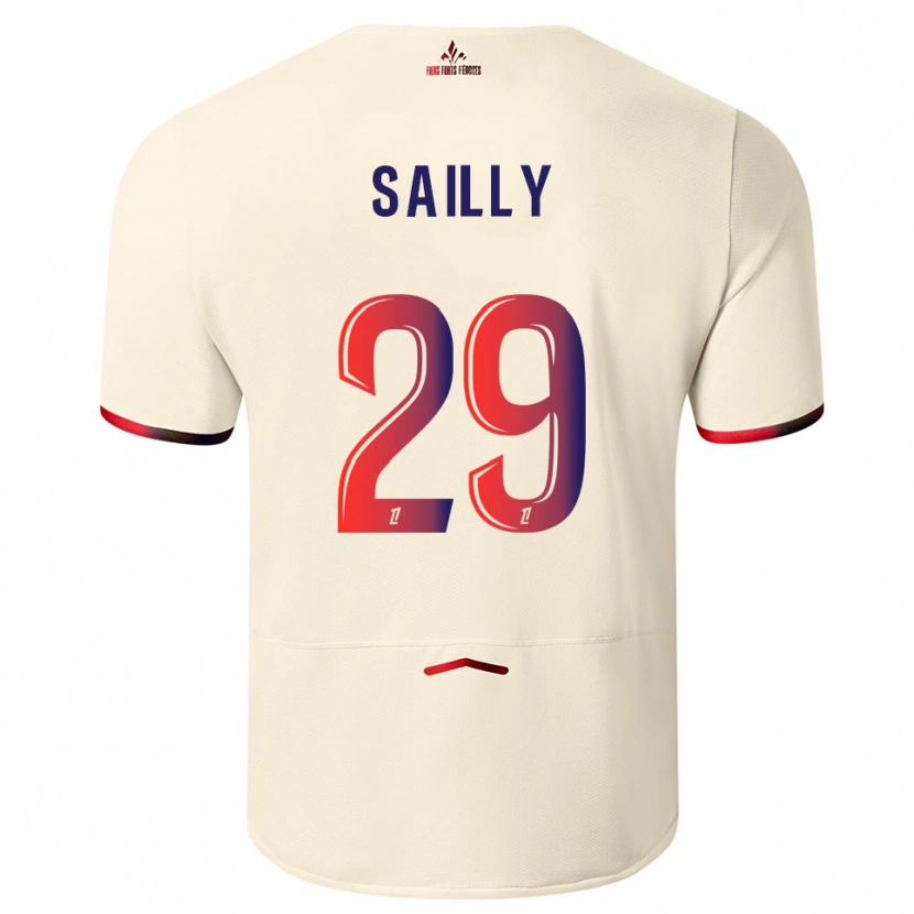 Danxen Uomo Maglia Charlotte Sailly #29 Bianco Sporco Rosso Kit Gara Away 2025/26 Maglietta