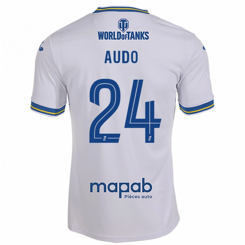 Danxen Uomo Maglia Noémie Audo #24 Bianco Azzurro Kit Gara Away 2025/26 Maglietta