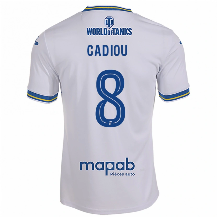 Danxen Uomo Maglia Noah Cadiou #8 Bianco Azzurro Kit Gara Away 2025/26 Maglietta