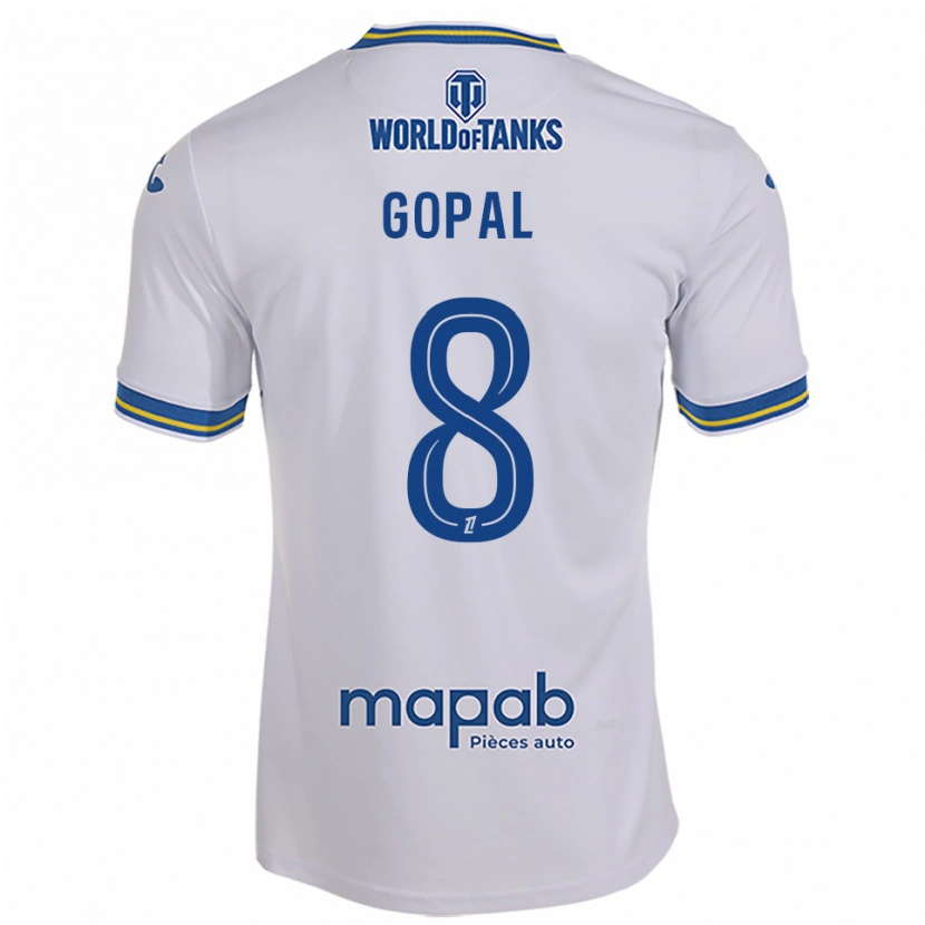 Danxen Uomo Maglia Julie Gopal #8 Bianco Azzurro Kit Gara Away 2025/26 Maglietta
