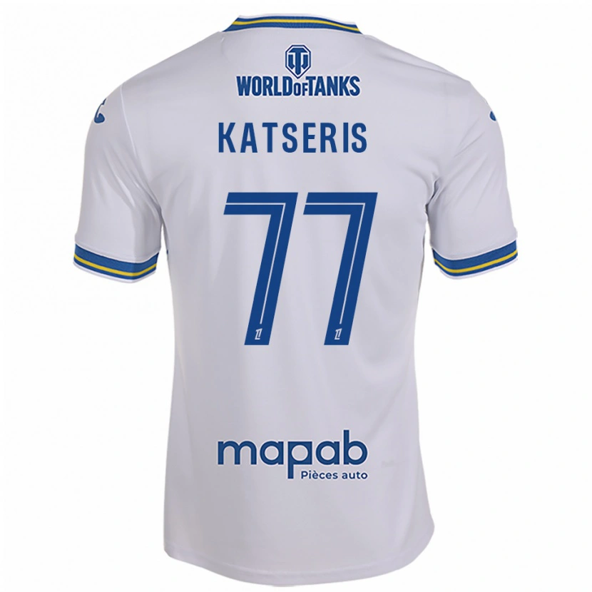 Danxen Uomo Maglia Panos Katseris #77 Bianco Azzurro Kit Gara Away 2025/26 Maglietta