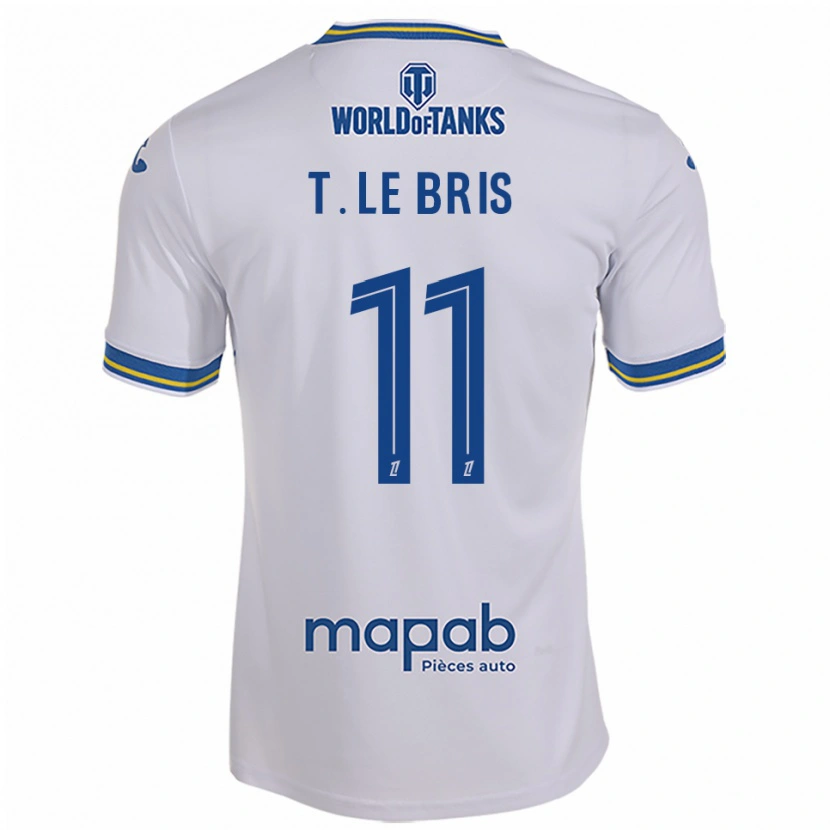 Danxen Uomo Maglia Théo Le Bris #11 Bianco Azzurro Kit Gara Away 2025/26 Maglietta