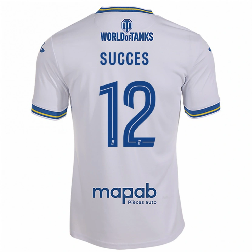 Danxen Uomo Maglia Elrich Succes #12 Bianco Azzurro Kit Gara Away 2025/26 Maglietta