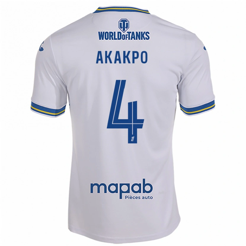 Danxen Uomo Maglia Izak Akakpo #4 Bianco Azzurro Kit Gara Away 2025/26 Maglietta