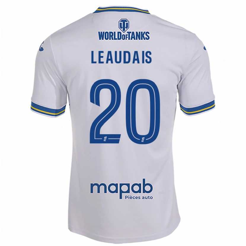 Danxen Uomo Maglia Lucas Leaudais #20 Bianco Azzurro Kit Gara Away 2025/26 Maglietta