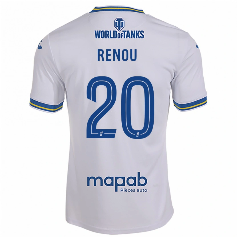 Danxen Uomo Maglia Camille Renou #20 Bianco Azzurro Kit Gara Away 2025/26 Maglietta