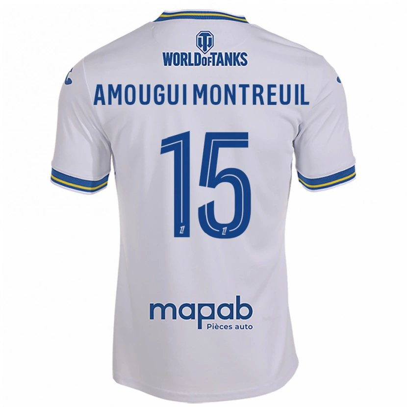 Danxen Uomo Maglia Maceo Amougui Montreuil #15 Bianco Azzurro Kit Gara Away 2025/26 Maglietta
