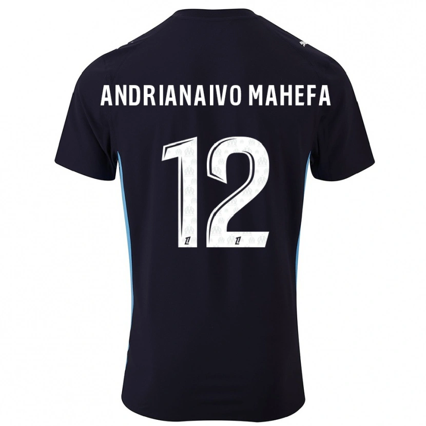 Danxen Uomo Maglia Mathis Andrianaivo Mahefa #12 Nero Azzurro Kit Gara Away 2025/26 Maglietta