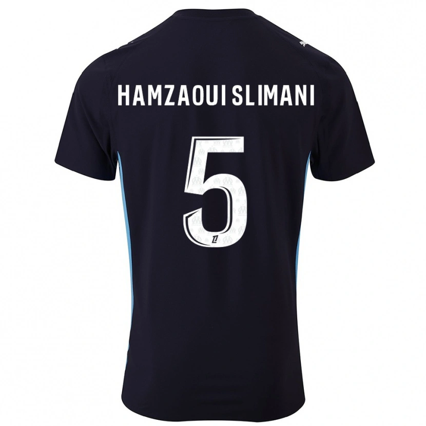Danxen Uomo Maglia Hilan Hamzaoui Slimani #5 Nero Azzurro Kit Gara Away 2025/26 Maglietta