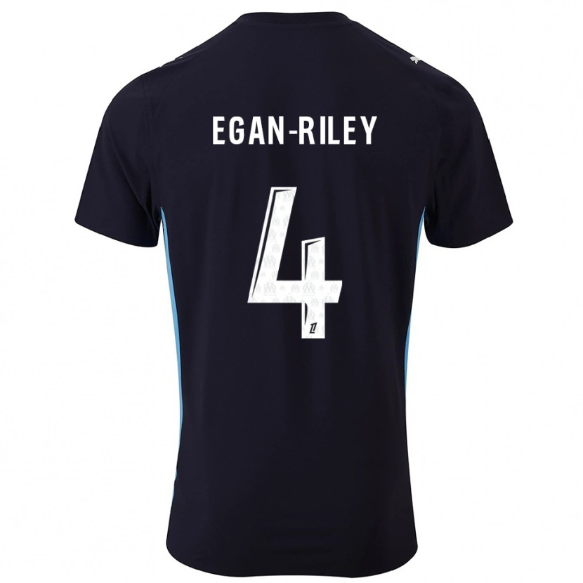 Danxen Uomo Maglia Cj Egan-Riley #4 Nero Azzurro Kit Gara Away 2025/26 Maglietta