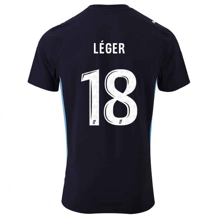 Danxen Uomo Maglia Marie-Charlotte Léger #18 Nero Azzurro Kit Gara Away 2025/26 Maglietta