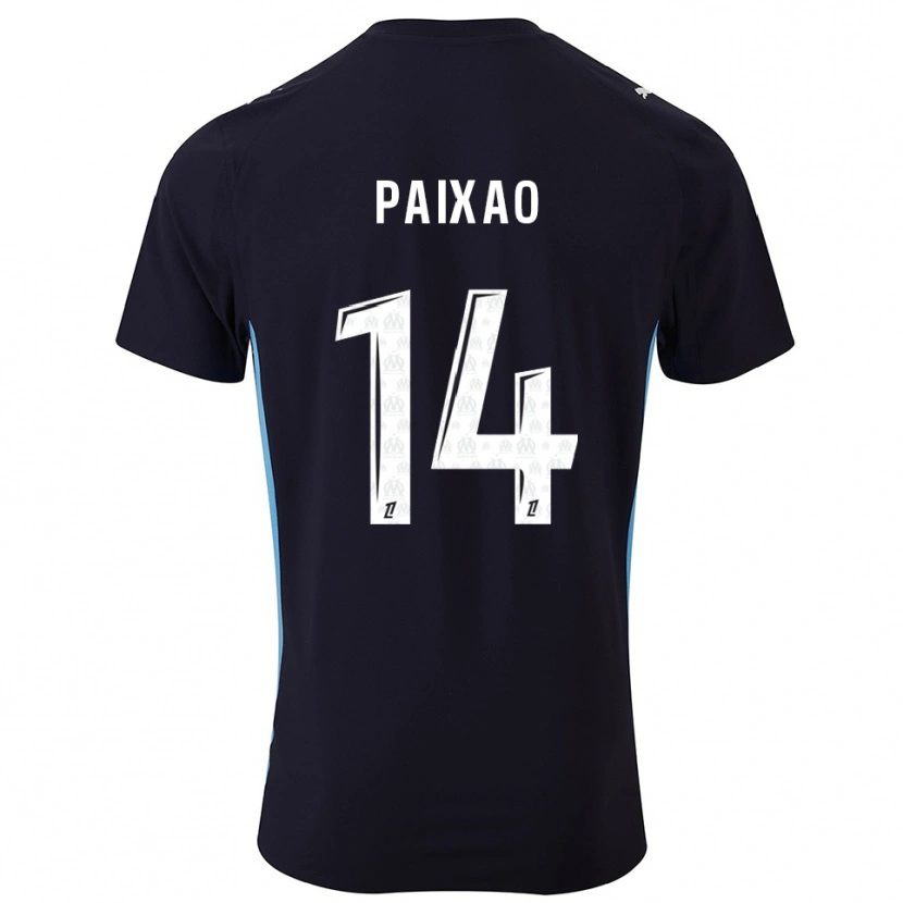 Danxen Uomo Maglia Igor Paixão #14 Nero Azzurro Kit Gara Away 2025/26 Maglietta