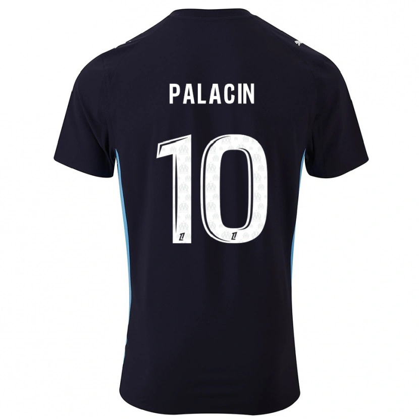 Danxen Uomo Maglia Sara Palacin #10 Nero Azzurro Kit Gara Away 2025/26 Maglietta