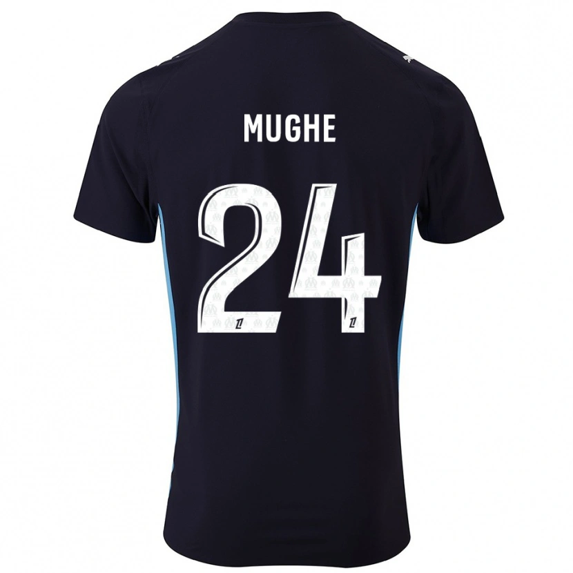 Danxen Uomo Maglia François Mughe #24 Nero Azzurro Kit Gara Away 2025/26 Maglietta